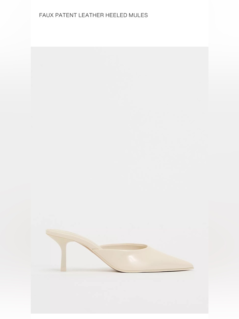 Zara Cream Faux Patent Leather Heeled Mules